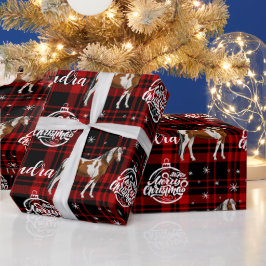 Weihnachts-Rotes Pferd Personalisiert Geschenkpapier