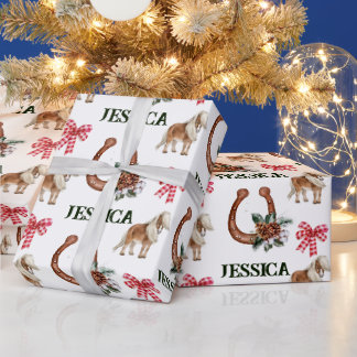 Weihnachts-Rotes Pferd Personalisiert Geschenkpapier