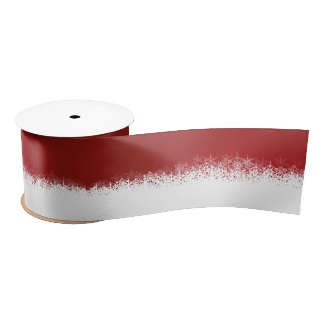 Weihnachts Rotes Schneeflocken Muster Satinband (Spule)