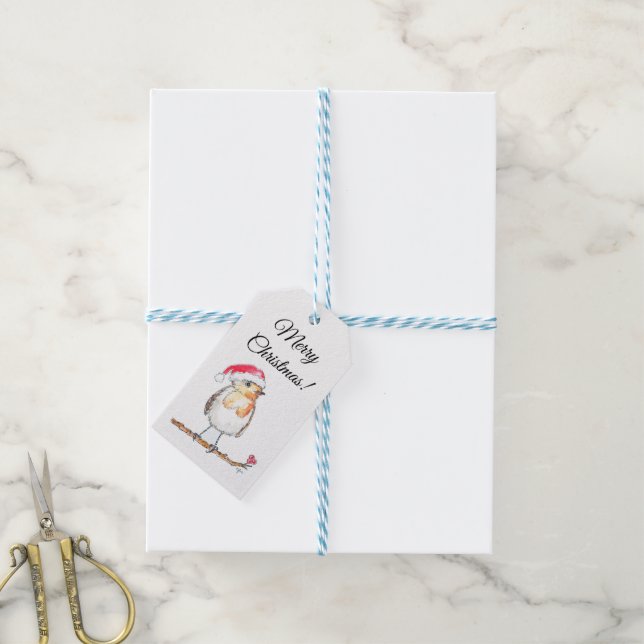 Weihnachts-Rotkehlchen Geschenkanhänger (Mit Garn)
