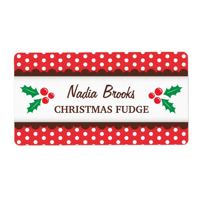Weihnachts-Rotpolka-Punkte Konservenkrüge-Etikett (Vorne)