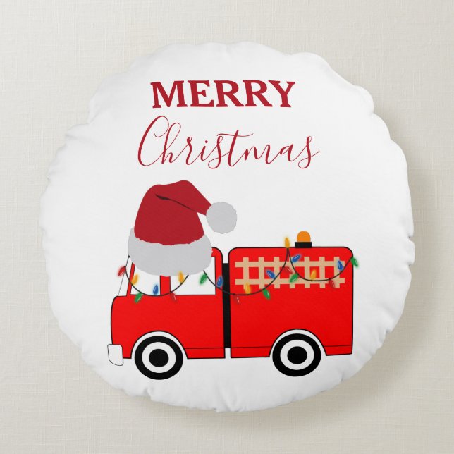 Weihnachts-Rottruck Rundes Kissen (Vorderseite)