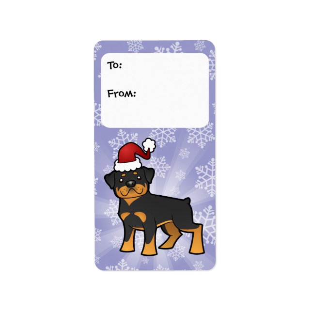 Weihnachts-Rottweiler-Geschenkartikel Adressaufkleber (Vorne)
