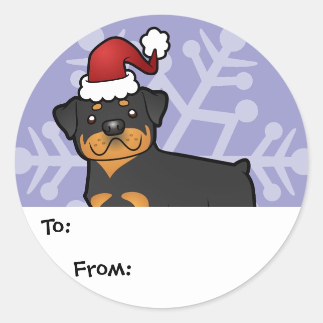 Weihnachts-Rottweiler-Geschenkartikel Runder Aufkleber (Vorderseite)