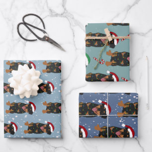 Weihnachts-Rottweiler Geschenkpapier Set