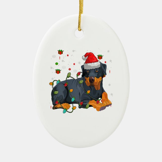 Weihnachts-Rottweiler-Hund Weihnachtslicht Keramik Ornament (Vorne)