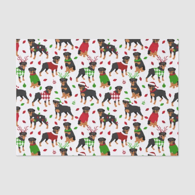 Weihnachts-Rottweiler-Tissue-Papier Seidenpapier (Vorderseite)