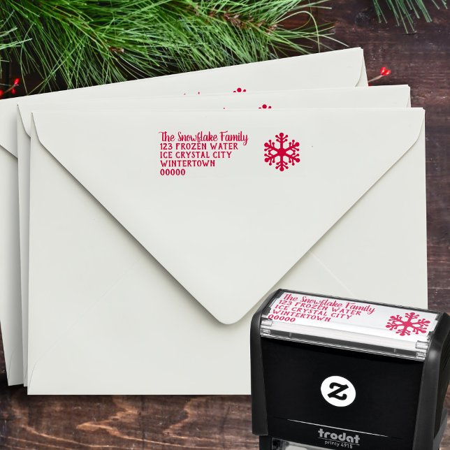 Weihnachts-Rücksendeadresse Einfache Schneeflocke Permastempel (A classic Snowflake Return Address Self Inking stamp for all your holiday address stamping needs)