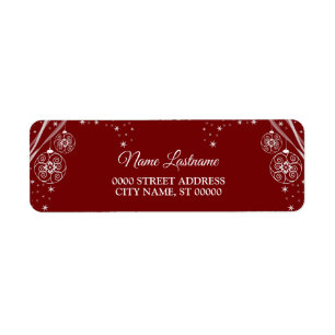 Weihnachts-Rücksendeadresse Rot Weiße Sterne Elega