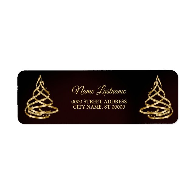 Weihnachts-Rücksendeadresse Shiny Golden Ribbon Tr (Vorne)