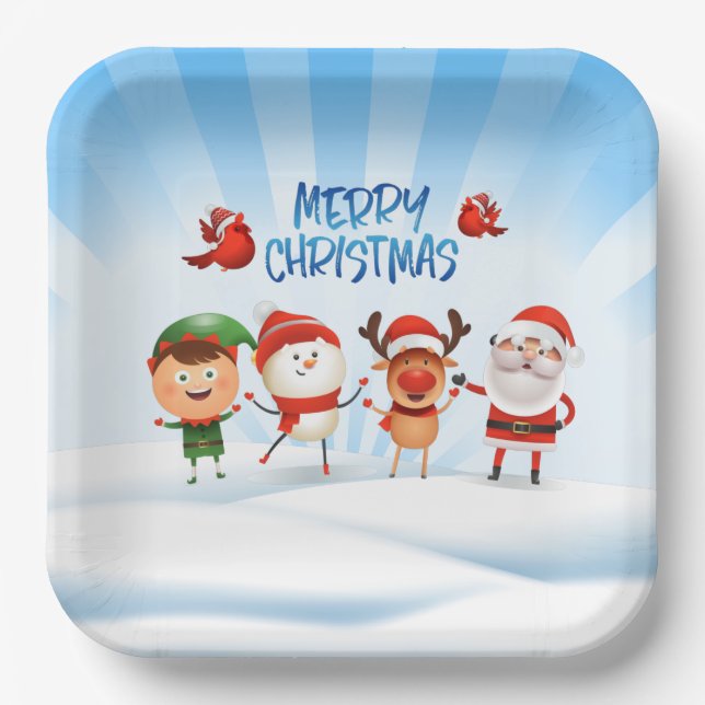 Weihnachts-Rudolf Rentier und Friends-Platz Pappteller (Vorderseite)