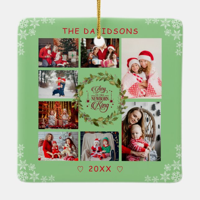 Weihnachts-Ruhm für die neue Geborene King-Fotomat Keramikornament (Rückseite)