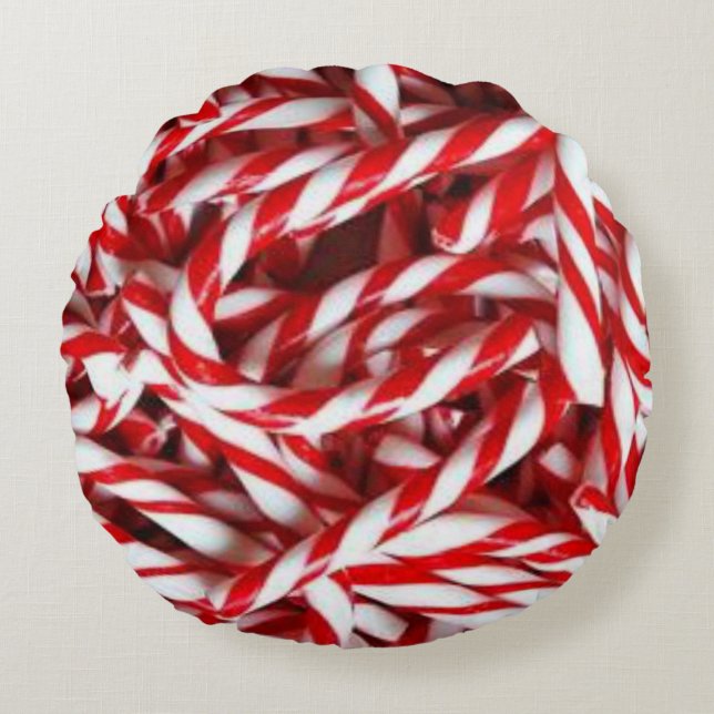 Weihnachts-Rundkissen, Candy Cane Rundes Kissen (Vorderseite)