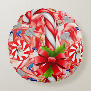 Weihnachts-Rundkissen, Candy Cane Rundes Kissen