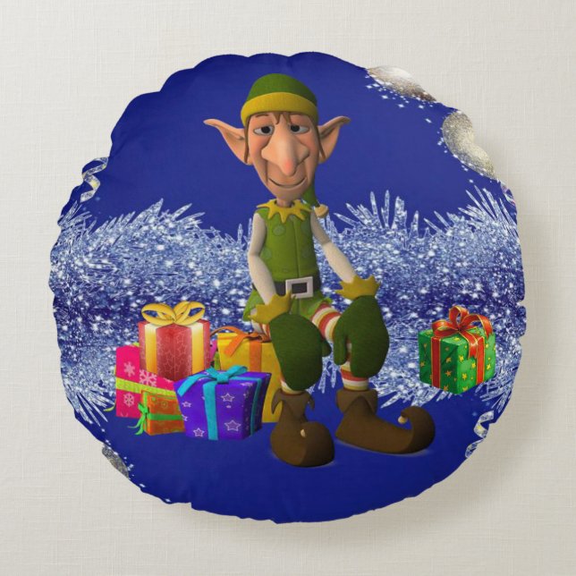 Weihnachts-Rundkissen, Elf Rundes Kissen (Vorderseite)