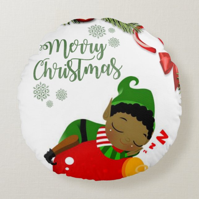 Weihnachts-Rundkissen, Elf Rundes Kissen (Vorderseite)