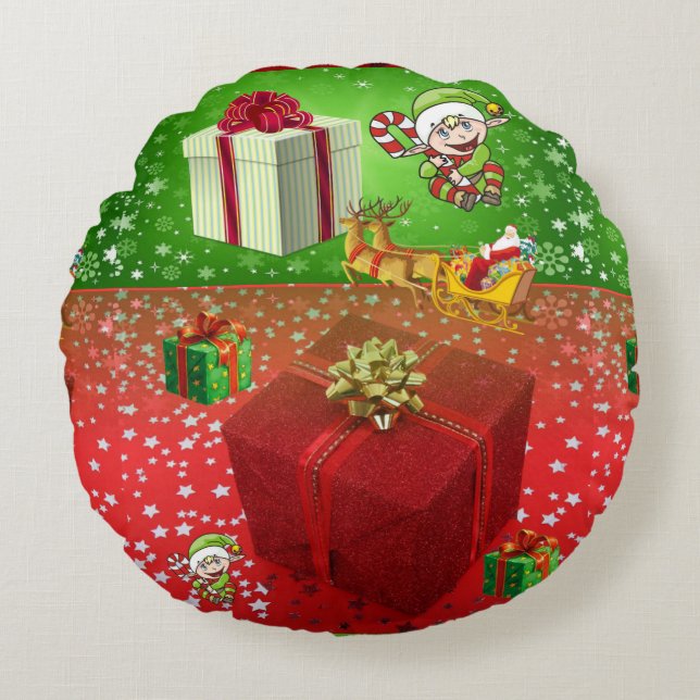 Weihnachts-Rundkissen, Elf Rundes Kissen (Vorderseite)