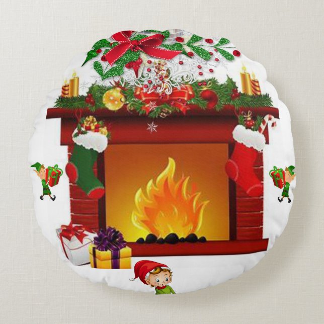 Weihnachts-Rundkissen, Elf Rundes Kissen (Vorderseite)