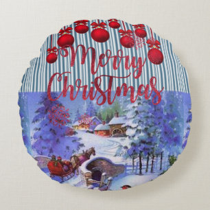 Weihnachts-Rundkissen, frohe Weihnachten Rundes Kissen