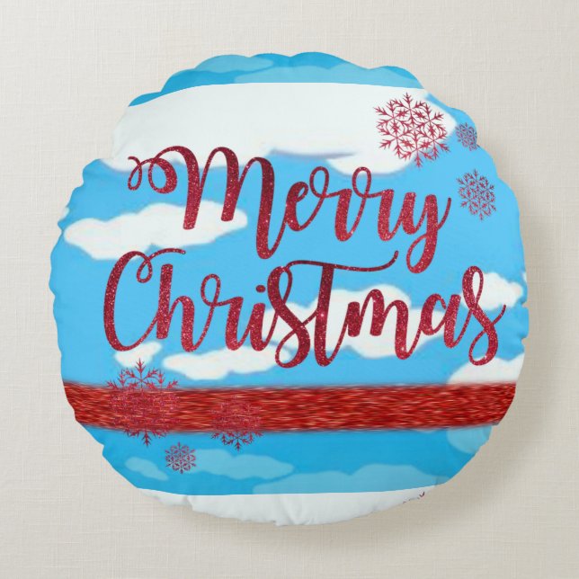 Weihnachts-Rundkissen, frohe Weihnachten Rundes Kissen (Vorderseite)
