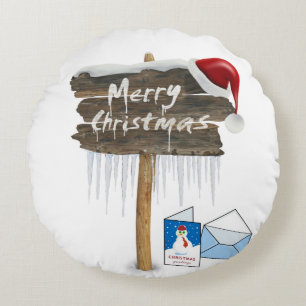 Weihnachts-Rundkissen, frohe Weihnachten Rundes Kissen