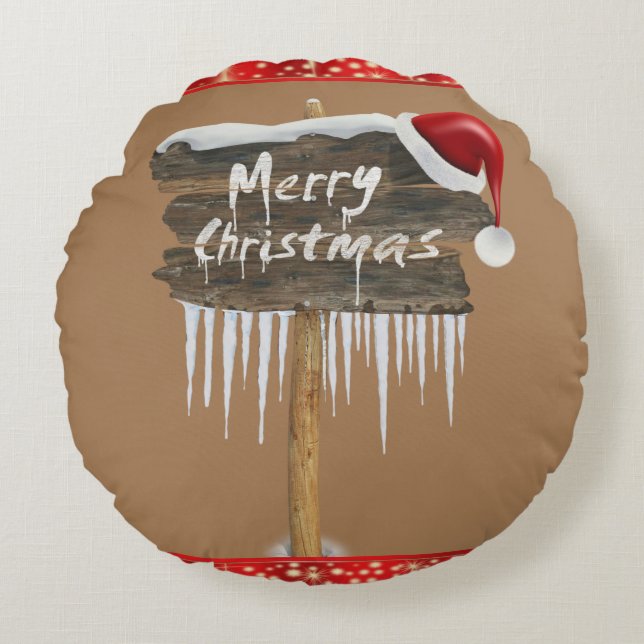 Weihnachts-Rundkissen, frohe Weihnachten Rundes Kissen (Vorderseite)