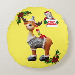 Weihnachts-Rundkissen, frohe Weihnachten Rundes Kissen