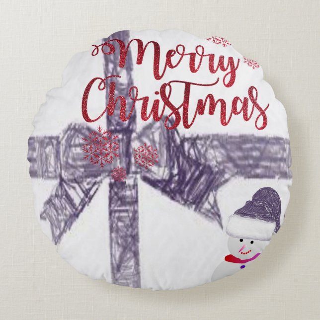 Weihnachts-Rundkissen, frohe Weihnachten Rundes Kissen (Vorderseite)