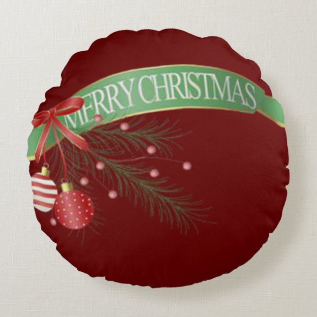 Weihnachts-Rundkissen, frohe Weihnachten Rundes Kissen (Vorderseite)