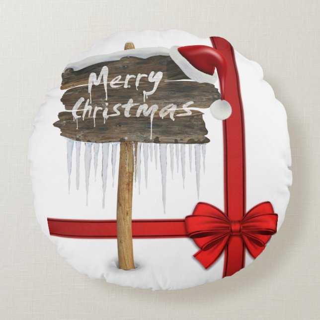 Weihnachts-Rundkissen, frohe Weihnachten Rundes Kissen (Vorderseite)