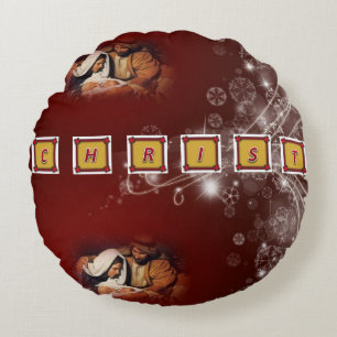 Weihnachts-Rundkissen, Jesus Christus Rundes Kissen