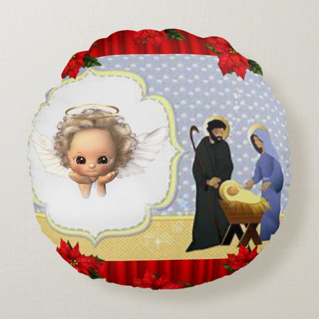 Weihnachts-Rundkissen, Jesus Christus Rundes Kissen (Vorderseite)