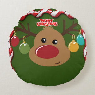 Weihnachts-Rundkissen, Rentiere Rundes Kissen