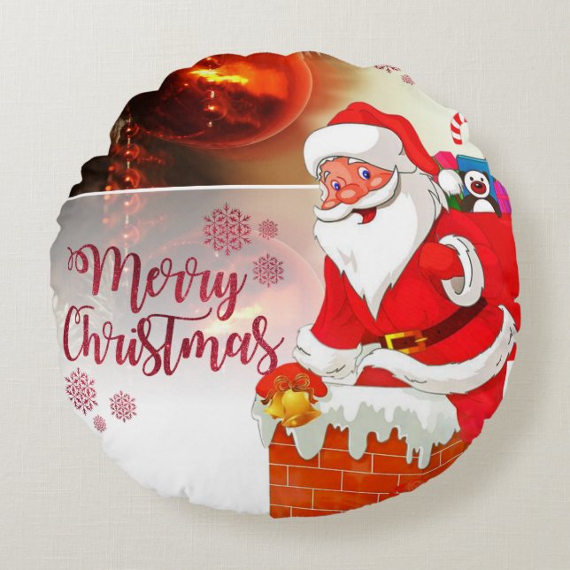 Weihnachts-Rundkissen Rundes Kissen (Vorderseite)