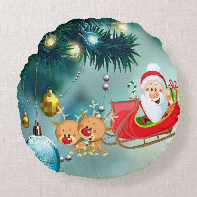 Weihnachts-Rundkissen Rundes Kissen (Vorderseite)