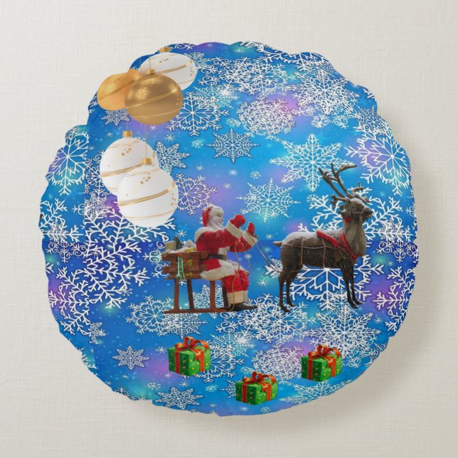 Weihnachts-Rundkissen Rundes Kissen (Vorderseite)