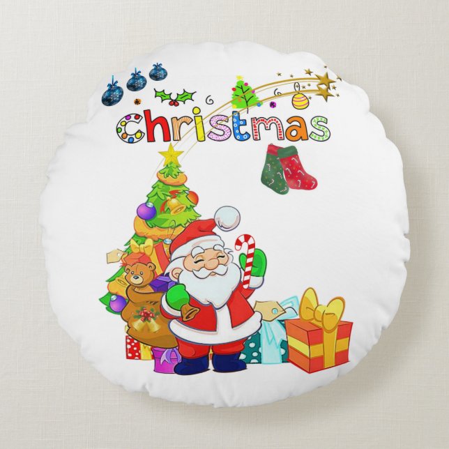 Weihnachts-Rundkissen Rundes Kissen (Vorderseite)