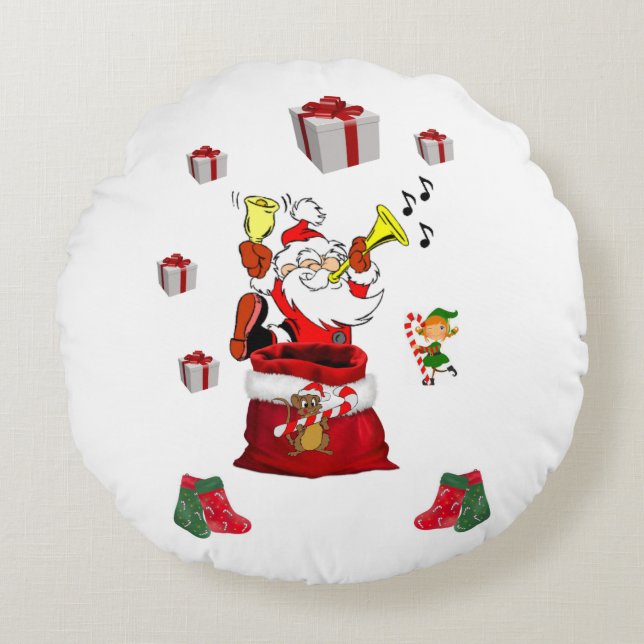 Weihnachts-Rundkissen Rundes Kissen (Vorderseite)