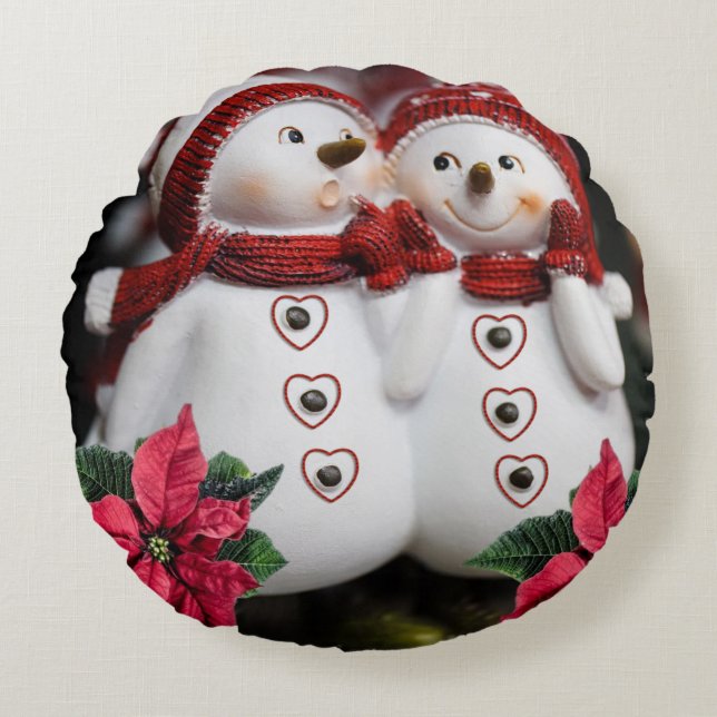 Weihnachts-Rundkissen, Schneemann Rundes Kissen (Vorderseite)