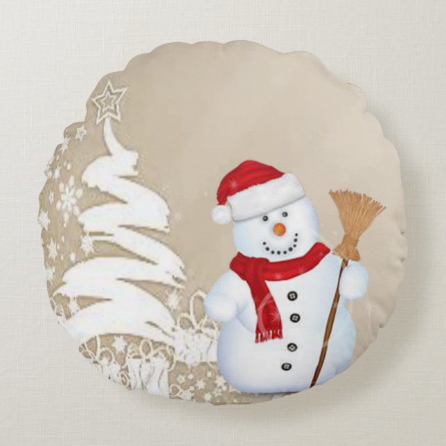 Weihnachts-Rundkissen, Schneemann Rundes Kissen (Vorderseite)