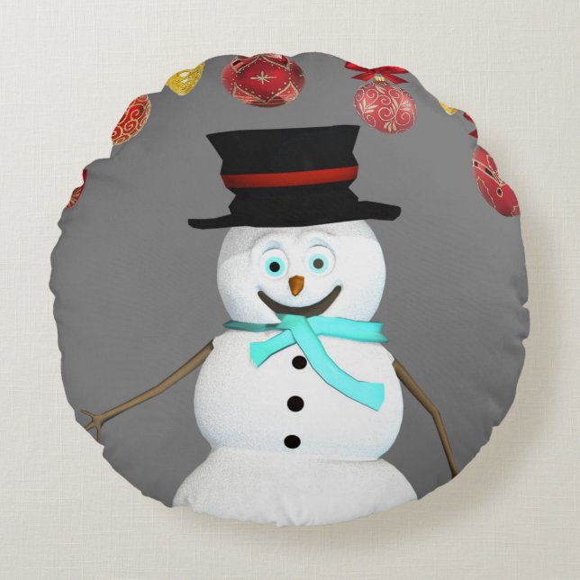 Weihnachts-Rundkissen, Schneemann Rundes Kissen (Vorderseite)