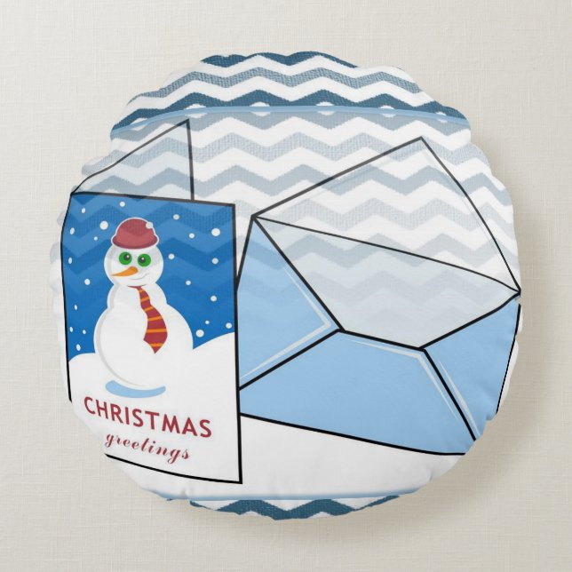 Weihnachts-Rundkissen, Schneemann Rundes Kissen (Vorderseite)