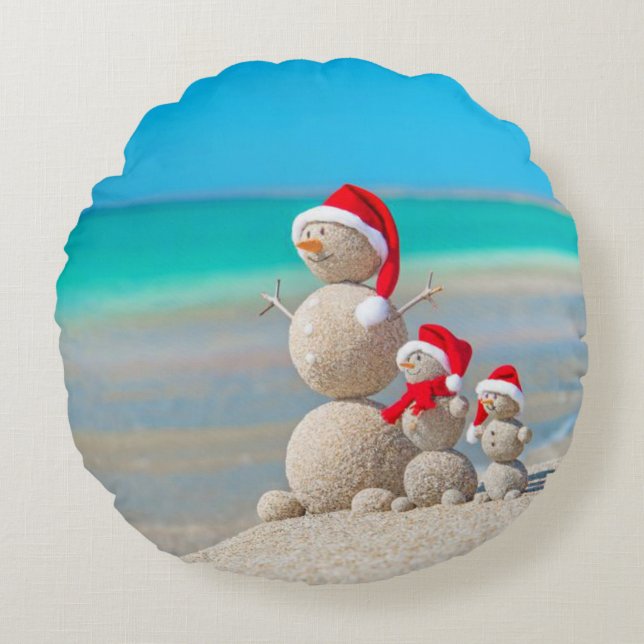 Weihnachts-Rundkissen, Schneemann Rundes Kissen (Vorderseite)
