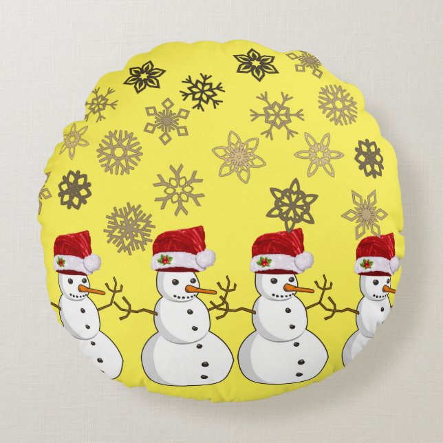 Weihnachts-Rundkissen, Schneemann Rundes Kissen (Vorderseite)