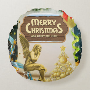 Weihnachts-Rundkissen, Weihnachtsengel Rundes Kissen