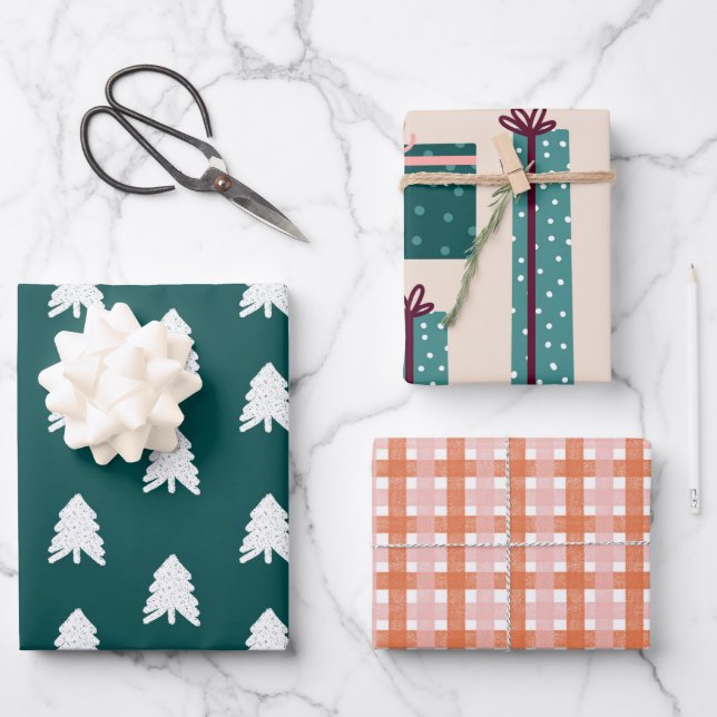 Weihnachts Rustikales Boho Pattern Geschenkwrake Geschenkpapier Set (Vorderseite)