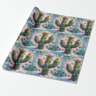 Weihnachts-Saguaro-Kaktus Whimsical Decoupage Geschenkpapier