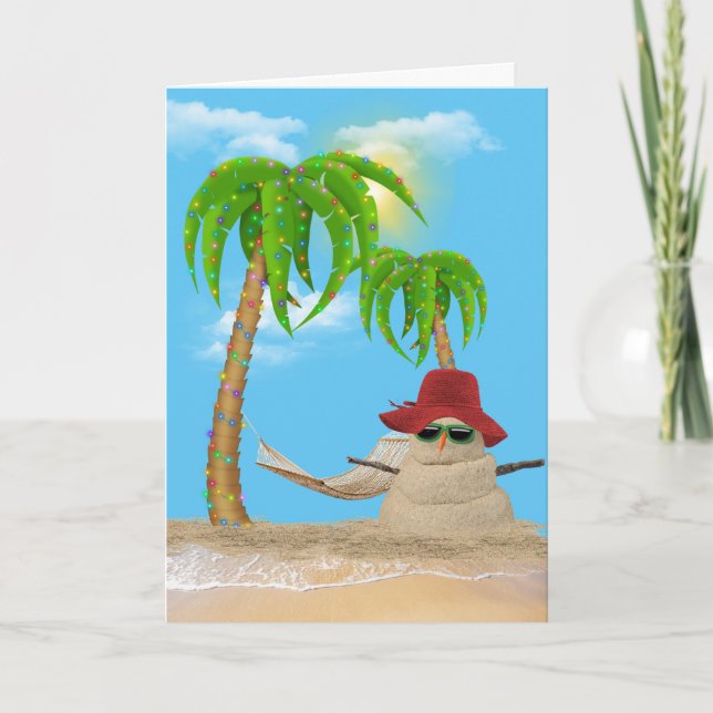 Weihnachts Sandman mit Palmen Karte (Vorderseite)