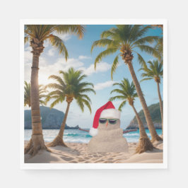 Weihnachts-Sandmann am Strand Serviette