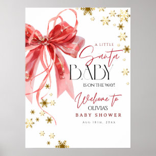 Weihnachts-Santa-Baby-Rot-und-Gold-Willkommensschi Poster